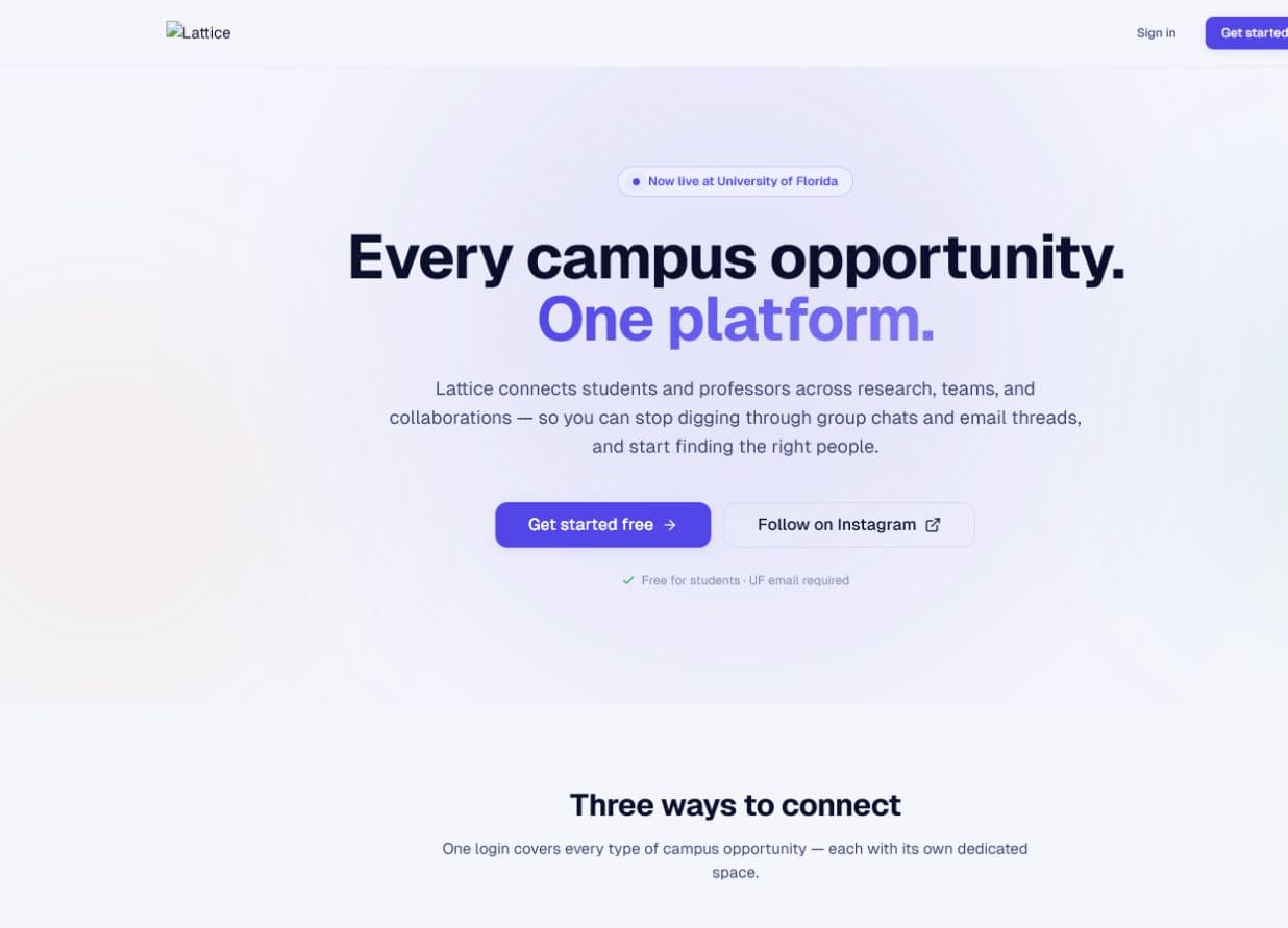Join Lattice campus collaboration platform homepage
